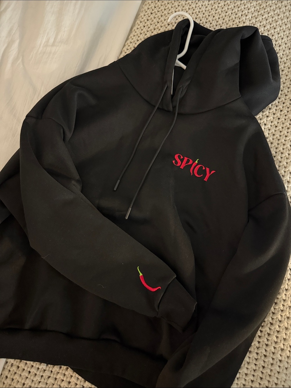 SPICY missguided Embroidered Black Hoodie